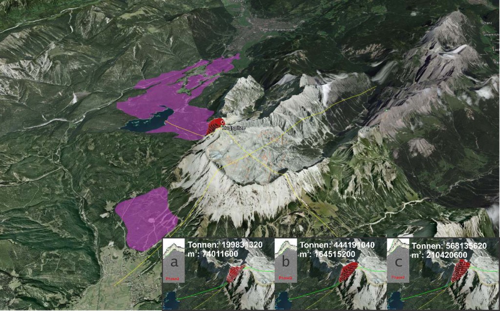 Location and likely size of the Eibsee and Ehrwald rock avalanches